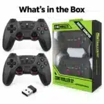 CM-029D In the Box CM-029D wireless controller in the box: 2 controllers, USB receiver and double gamepad box