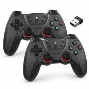 Home 15 CM-029D wireless controller set: 2 black 2.4G gamepads with USB receiver on white