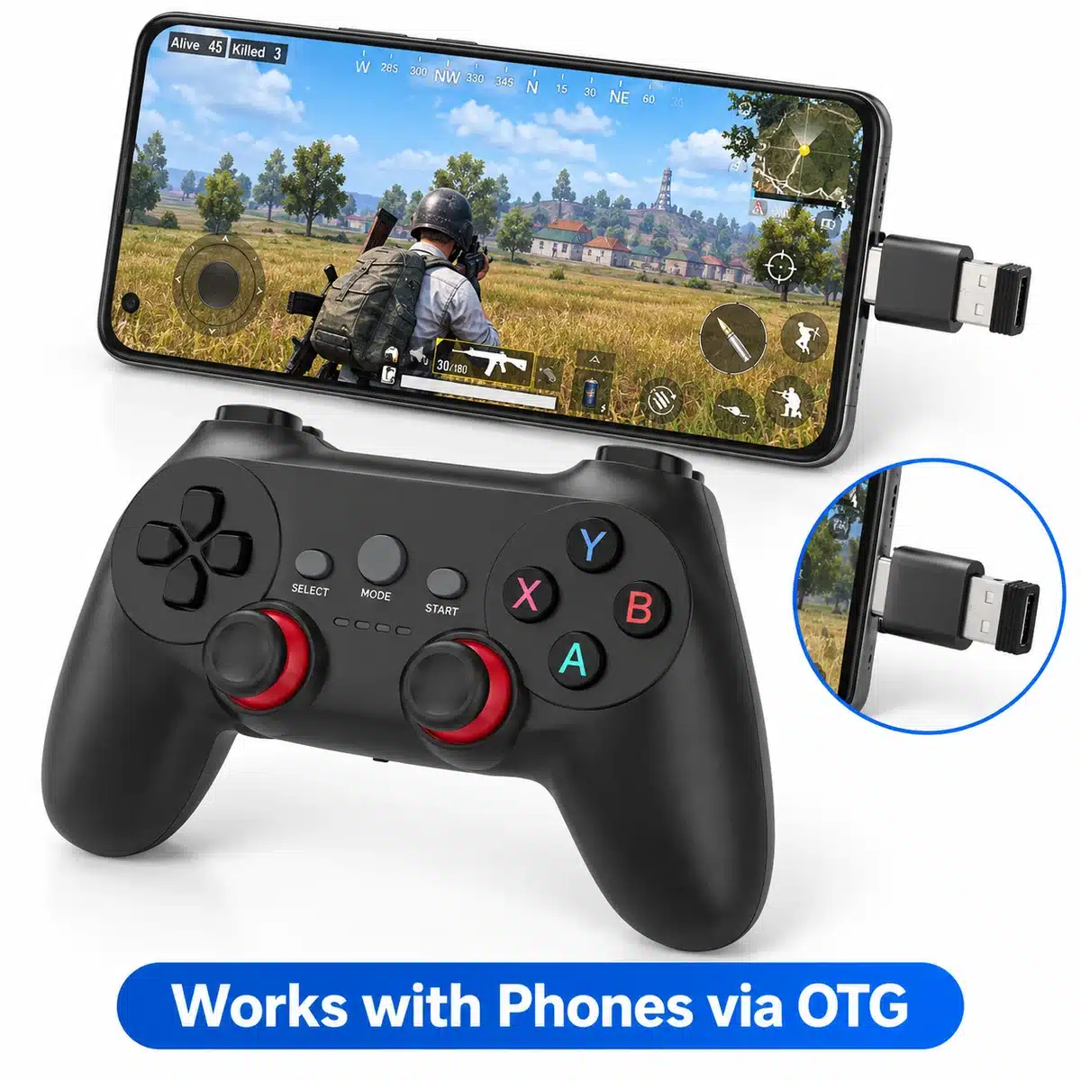 Cm019D Wireless Game Controller (Pack Of 2) – 2.4G Gamepads For Pc, Tv &Amp; Game Stick 2 CM019D wireless controller for mobile: receiver connected to an Android phone with an OTG adapter