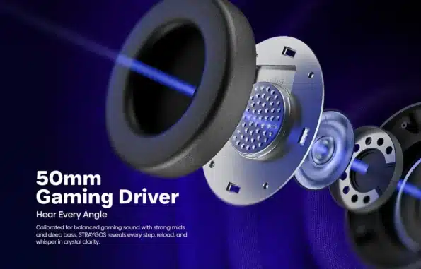 Faster Straygos Bg-600 Gaming Headset With Enc Mic And Rgb 20 Faster Straygos BG-600 50mm gaming driver inside the earcup