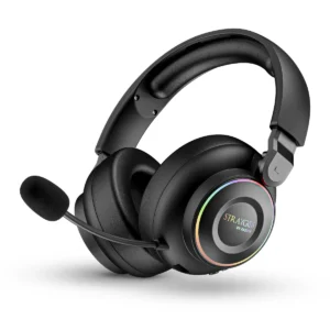 Faster Straygos BG-600 gaming headset in black with microphone and RGB earcup ring