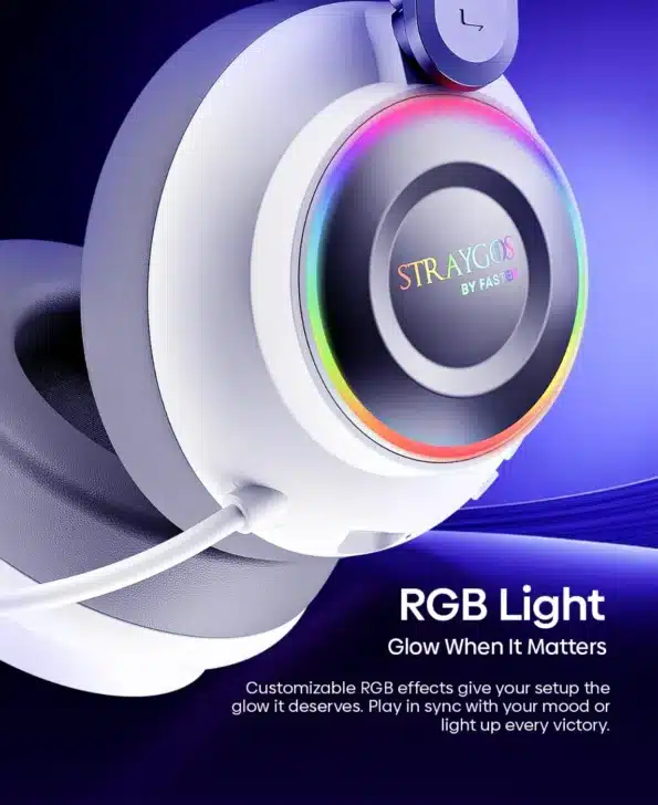 Faster Straygos Bg-600 Gaming Headset With Enc Mic And Rgb 22 White Faster Straygos BG-600 earcup with a customizable RGB light ring
