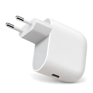 Home 14 Google 45W USB-C charger EU version with round two-pin plug on white background