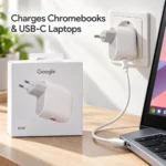 Google 45W charger charging a Chromebook and USB-C laptop Google 45W charger charging a Chromebook and USB-C laptop