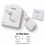 Google 45W charger box contents: charger and guide, cable sold separately Google 45W charger box contents: charger and guide, cable sold separately