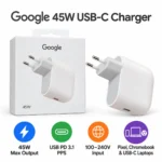 Google 45W USB-C charger features: 45W output, USB PD 3.1 PPS, 100-240V input Google 45W USB-C charger features: 45W output, USB PD 3.1 PPS, 100-240V input