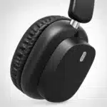 GX-7 Ear Cup Close-up GX-7 headphones ear cup close-up with silver slider and mic grille