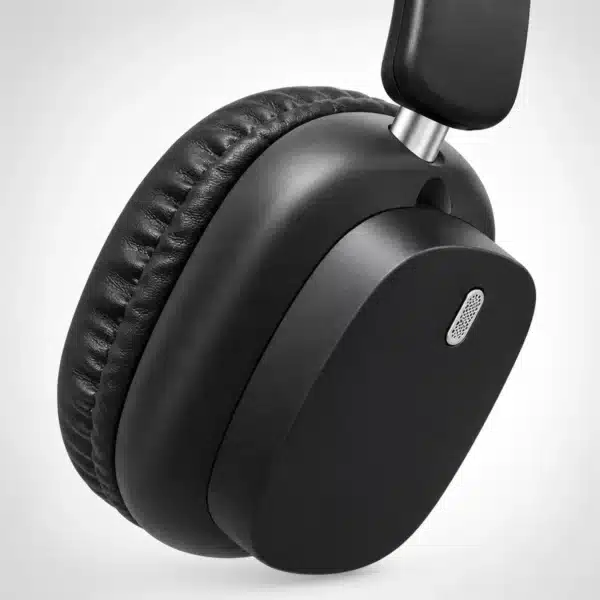 GX-7 Ear Cup Close-up GX-7 headphones ear cup close-up with silver slider and mic grille