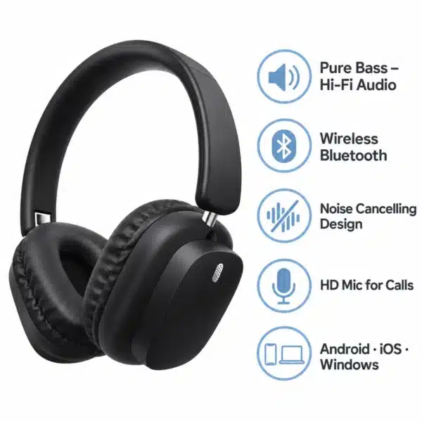 GX-7 Headphones Features GX-7 headphones features: Pure Bass Hi-Fi audio, wireless Bluetooth, noise cancelling design, HD mic for calls, Android, iOS and Windows