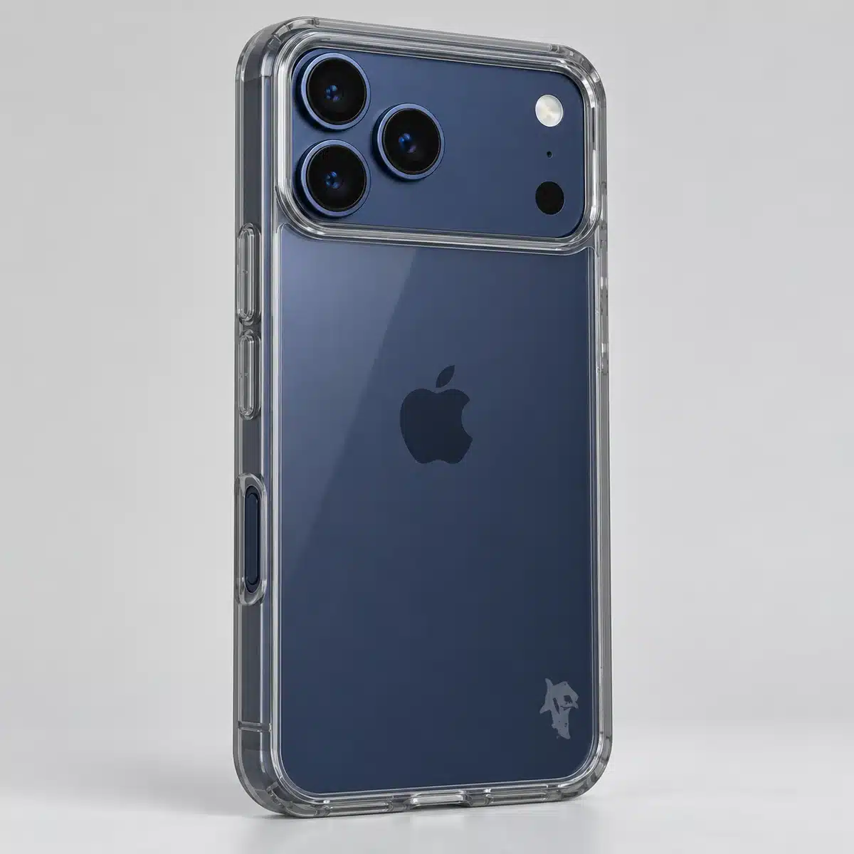Blue Shark Transparent Pc Case For Iphone 17 Pro Max &Amp; 18 Pro Max 42 Grey Blue Shark case fitted on a Deep Blue iPhone 17 Pro Max
