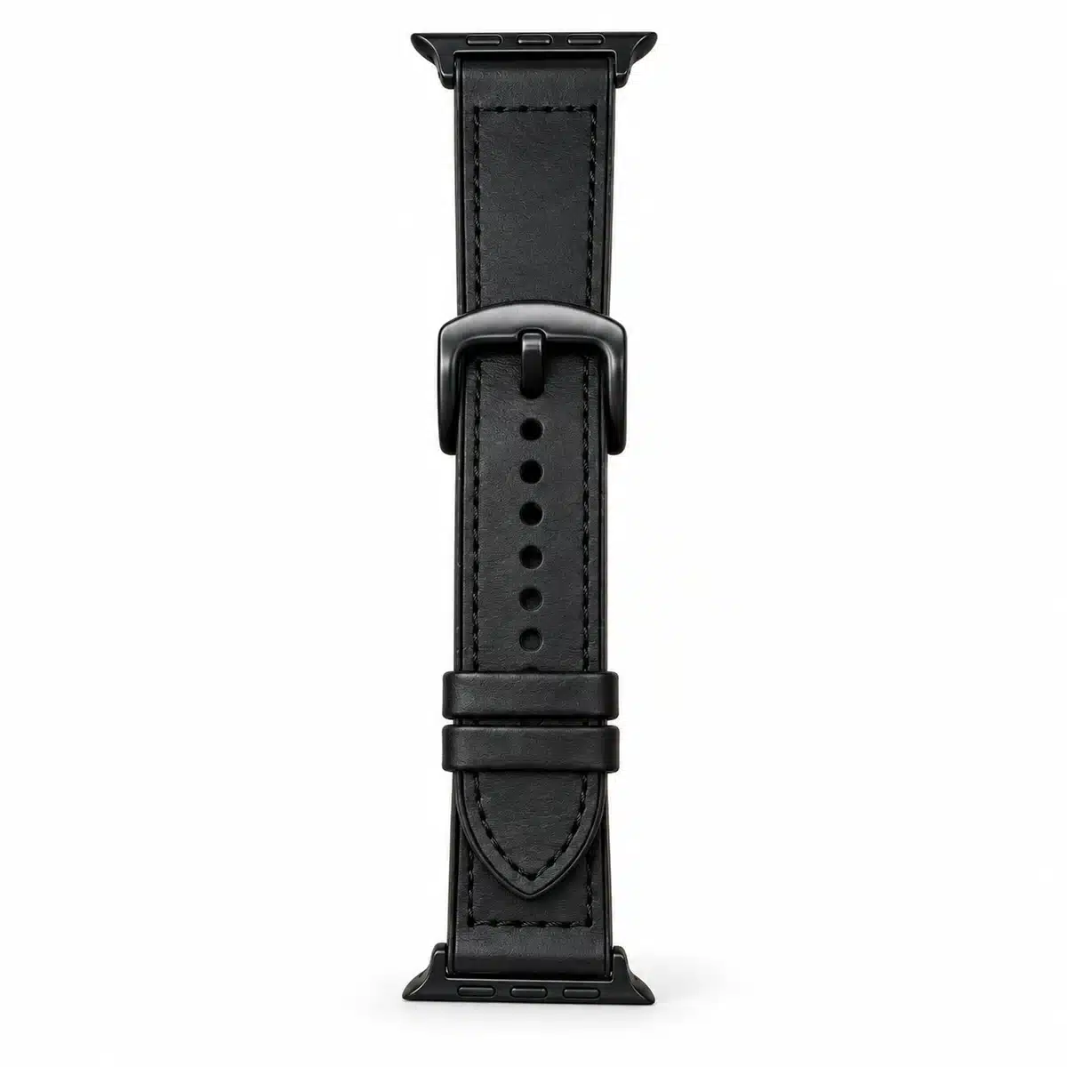 Leather Watch Strap For Apple Watch &Amp; 22Mm Watches – 4 Colours 9 Black leather watch strap with black metal buckle