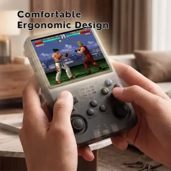 Playing a fighting game on the R36S handheld game console Playing a fighting game on the R36S handheld game console