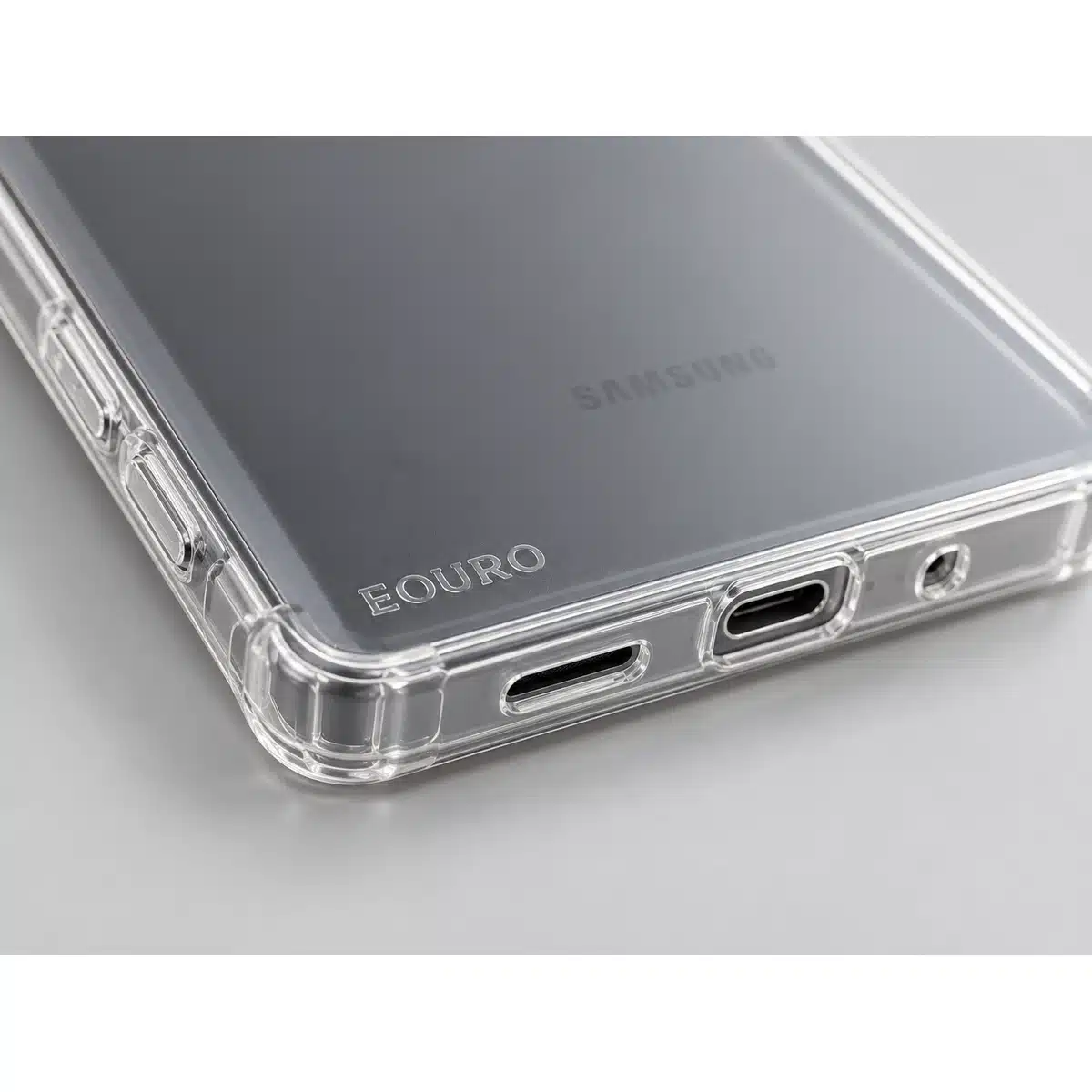 Eouro Tpu Clear Cover For Samsung S25 Ultra &Amp; S26 Ultra 16 Close-up of the cushioned corner and USB-C cut-out on the S26 Ultra clear cover