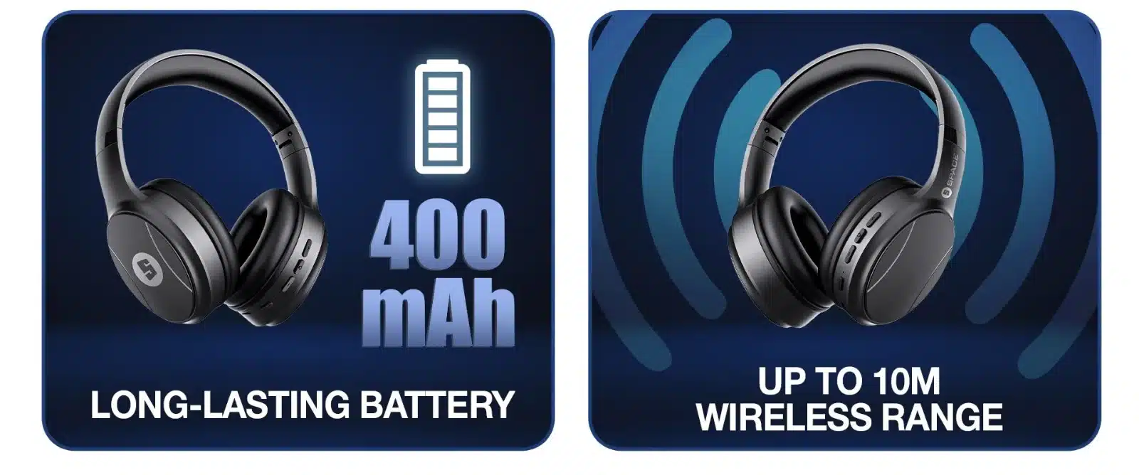 Space Solo Sl-60 Wireless Anc Headphones 4 SPACE Solo SL-60 400mAh battery and up to 10m wireless range