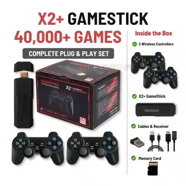X2 Plus game stick with 40,000+ games, complete plug and play set X2 Plus game stick with 40,000+ games, complete plug and play set