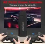 X2 Plus game stick playing a racing game on TV with wireless controllers X2 Plus game stick playing a racing game on TV with wireless controllers