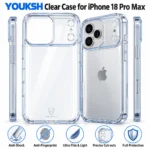 YOUKSH iPhone 18 Pro Max clear case features YOUKSH iPhone 18 Pro Max clear case features: anti-shock, anti-fingerprint, ultra-thin, precise cut-outs, full protection