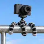 Z-02 Tripod on Railing Z-02 flexible tripod wrapped around a railing holding a compact camera