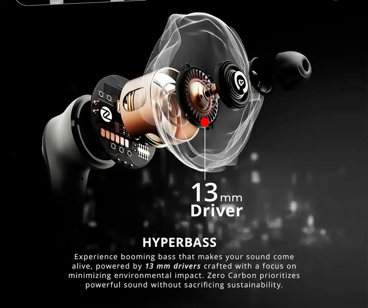Zero Carbon Earbuds 3 Exploded view of the Zero Carbon Earbuds 13mm driver