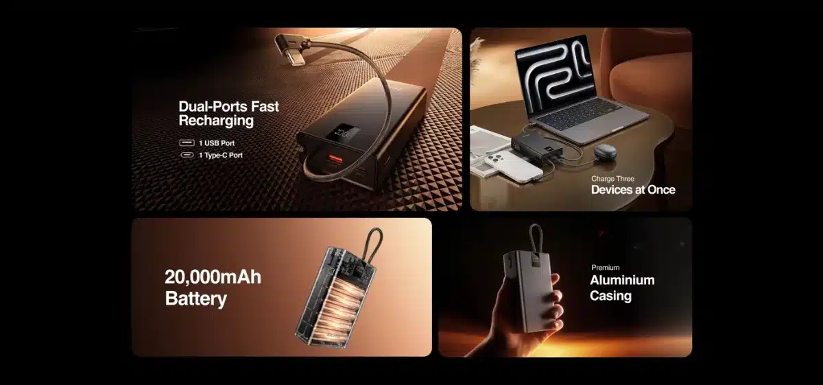 Zero Lifestyle Pulse Pro 200 20000Mah 65W Power Bank 1 Zero Pulse Pro 200 features: fast charging ports, 20000mAh battery, aluminium casing and charging three devices at once