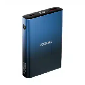 Home 36 Zero Voltix V-100 10000mAh power bank in Gradient Blue, showing the digital display, USB-C and USB ports