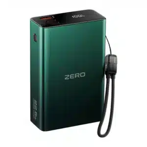 Home 38 Zero Voltix V-200 20000mAh power bank in Gradient Green, showing the digital display and attached cable