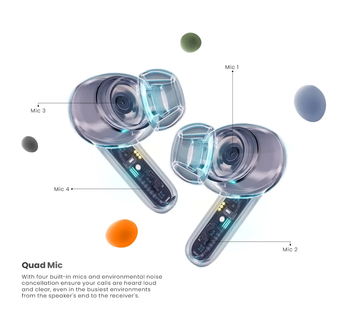Zero Wave Pro Earbuds 13 Zero Wave Pro Earbuds quad mic layout