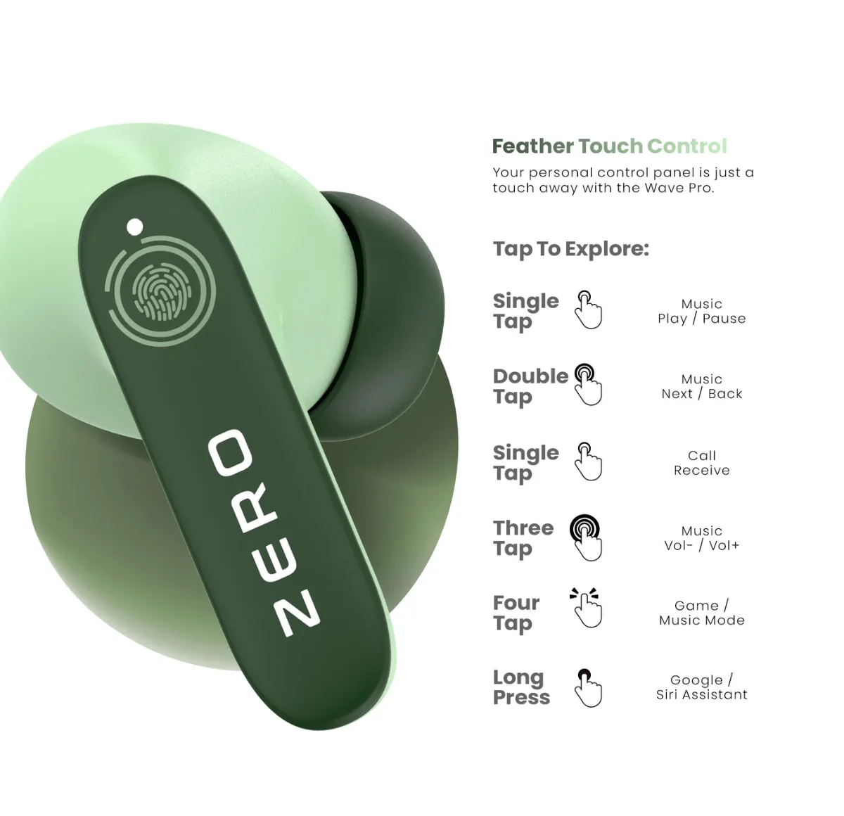 Zero Wave Pro Earbuds 15 Zero Wave Pro Earbuds touch controls guide